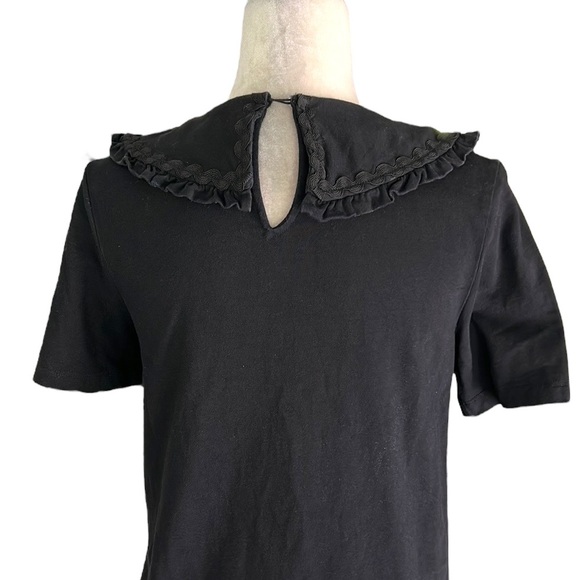 English Factory Anthropologie Black Ruffle Scalloped Collar Knit Crop Top - S - Picture 6 of 9